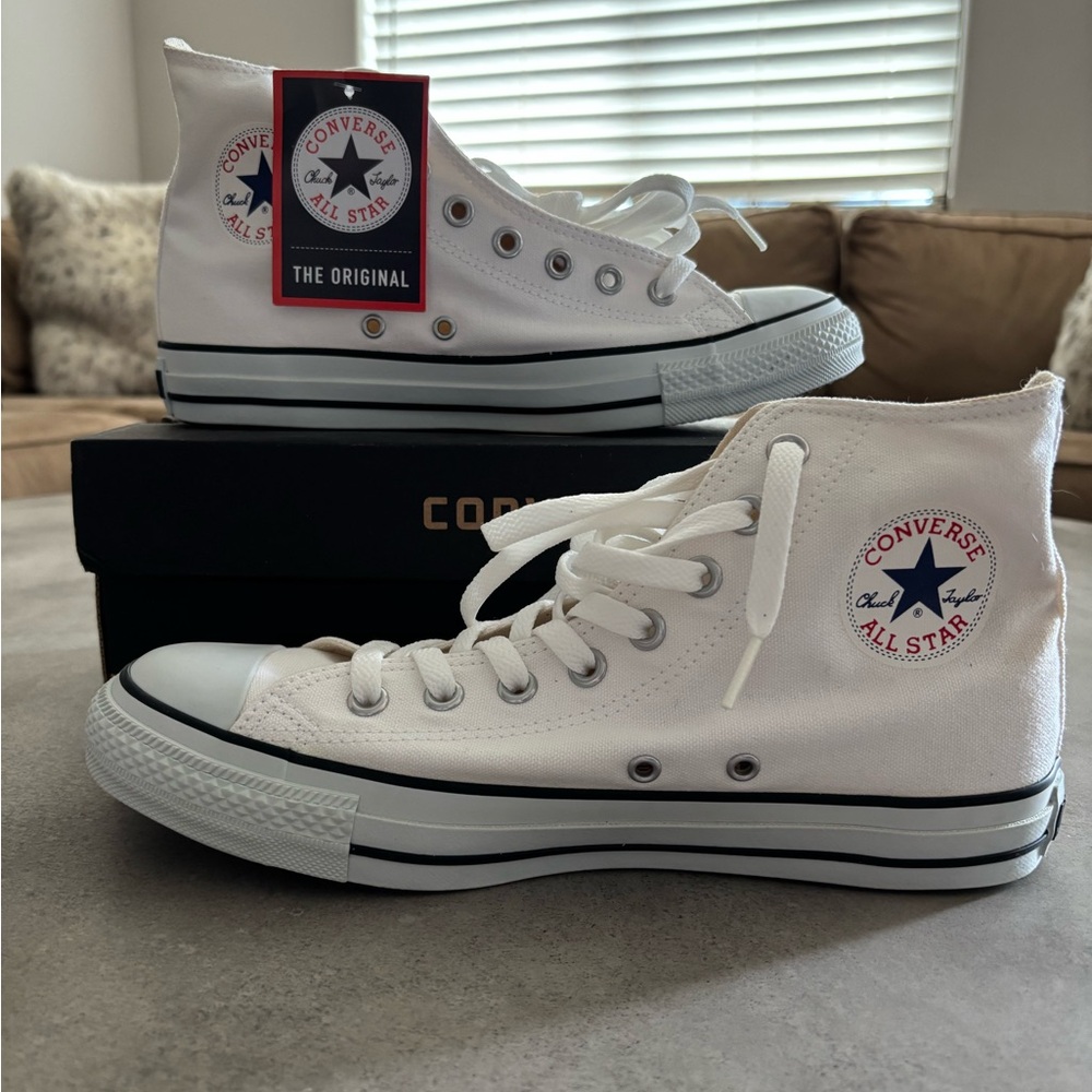 Converse White and Black Canvas High-Tops - men's size 8